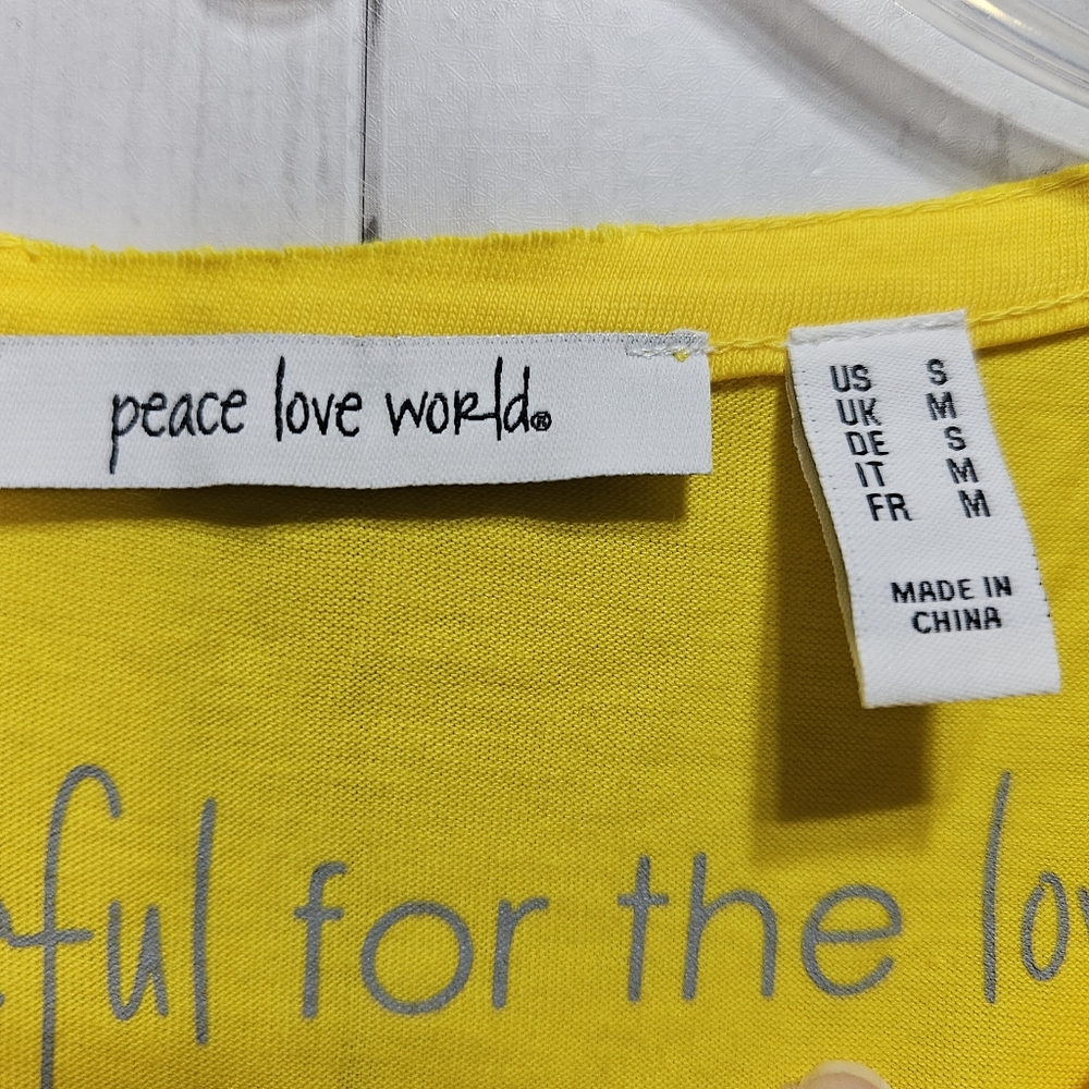 NWOT Peace Love World Women's Yellow Ruffle Sleeve Pima Cotton Knit Shirt Small. - Picture 5 of 10